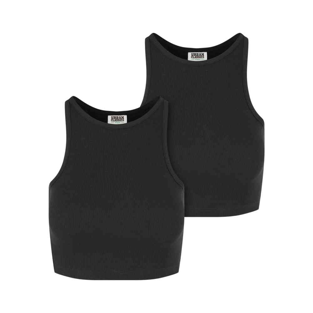 Urban Classics - Organic Rib Crop top - Zwart/Zwart